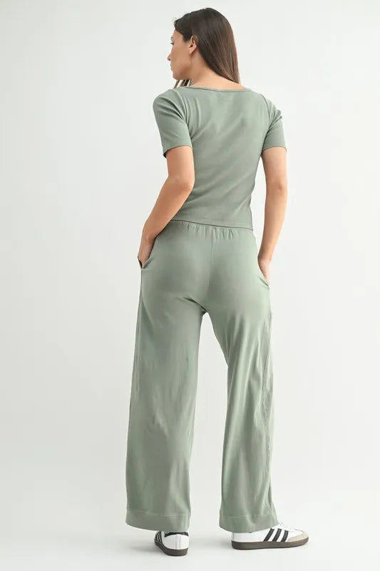 MONO B Vintage Ease Pima Cotton Tee and Pants Set