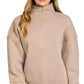 Zenana Fleece High Neck Half Zip Sweatshirt Ash Mocha - DAVERRI FASHIONS