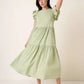 Mittoshop sage green ruffle short sleeve tiered maxi dress