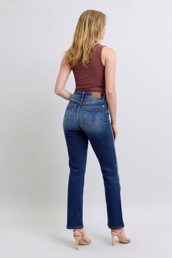 Judy Blue Full Size Washed Straight Leg Jeans with Pockets Bottoms