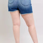 Judy Blue Full Size V-Front Denim Shorts with Shield Pockets Plus Size
