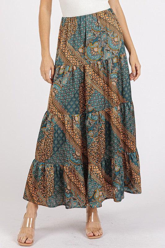 Mittoshop Paisley Patchwork Print Satin Maxi Skirt - DAVERRI FASHIONS