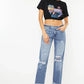 Kancan Mid Rise Distressed Straight Jeans - DAVERRI FASHIONS