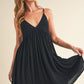 Aemi + Co Ruched Plunge Mini Cami Dress Black S Cami Dresses