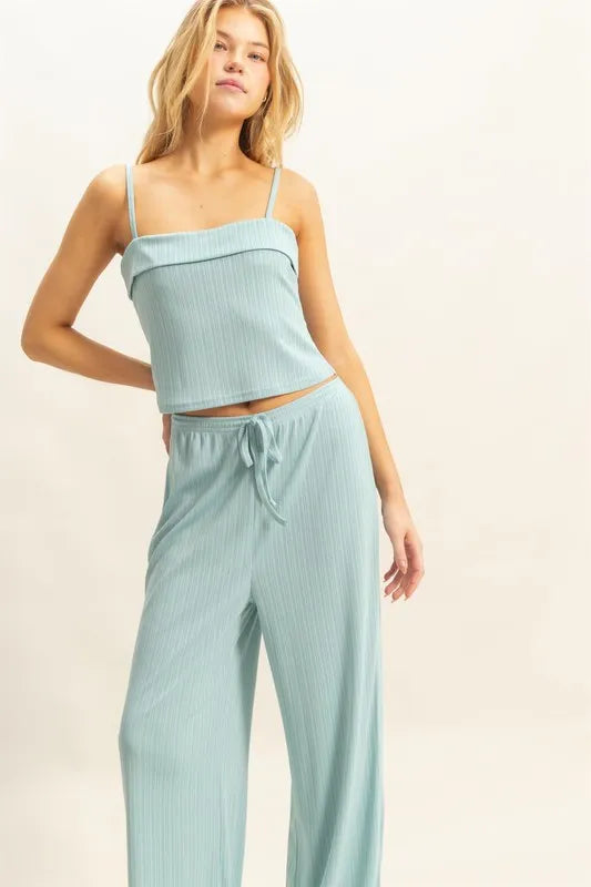 HYFVE Rib Knit Cami Top and Pants Set Outfit Sets