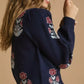 Umgee Floral Knit Sweater with Puff Sleeves - DAVERRI FASHIONS