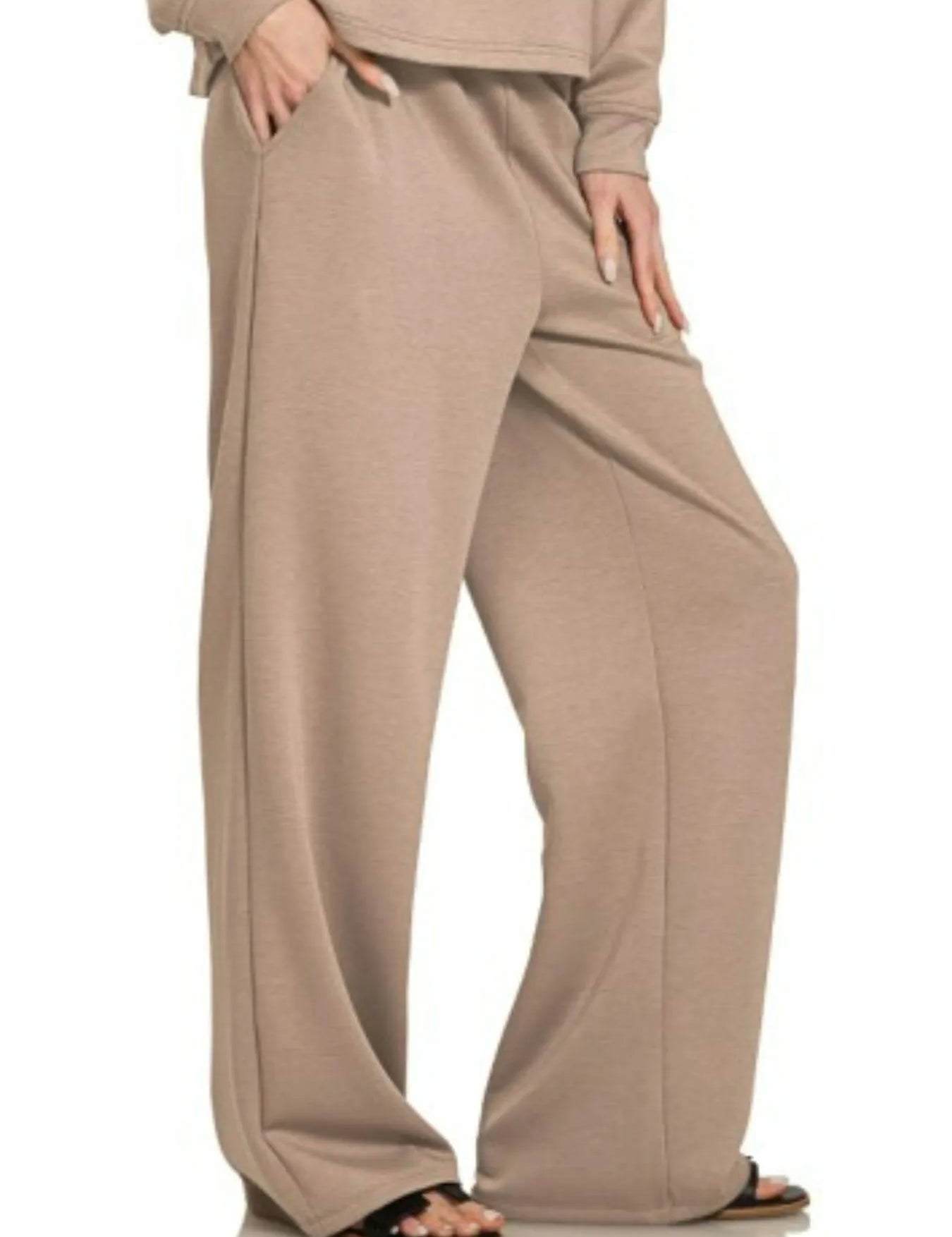 Zenana Scuba Crewneck Sweatshirt and Pants Set | Loungewear Sets Daverri Fashions