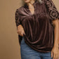 Umgee Full Size Velvet Embroidered Sleeve Blouse Plus Size