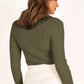 Lettuce Edge Round Neck Long Sleeve Top - DAVERRI FASHIONS