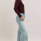 Judy Blue high-waist light-wash denim flare jeans with five-pocket design