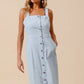 SO ME Button Down Pocket Front Pinafore Dress