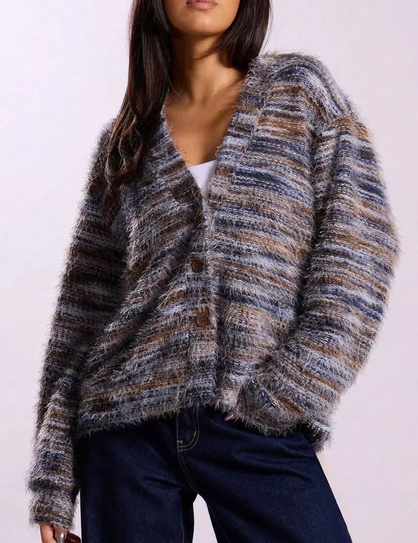 Daverri Fashions Textured Knit Button-Down Cardigan - DAVERRI FASHIONS