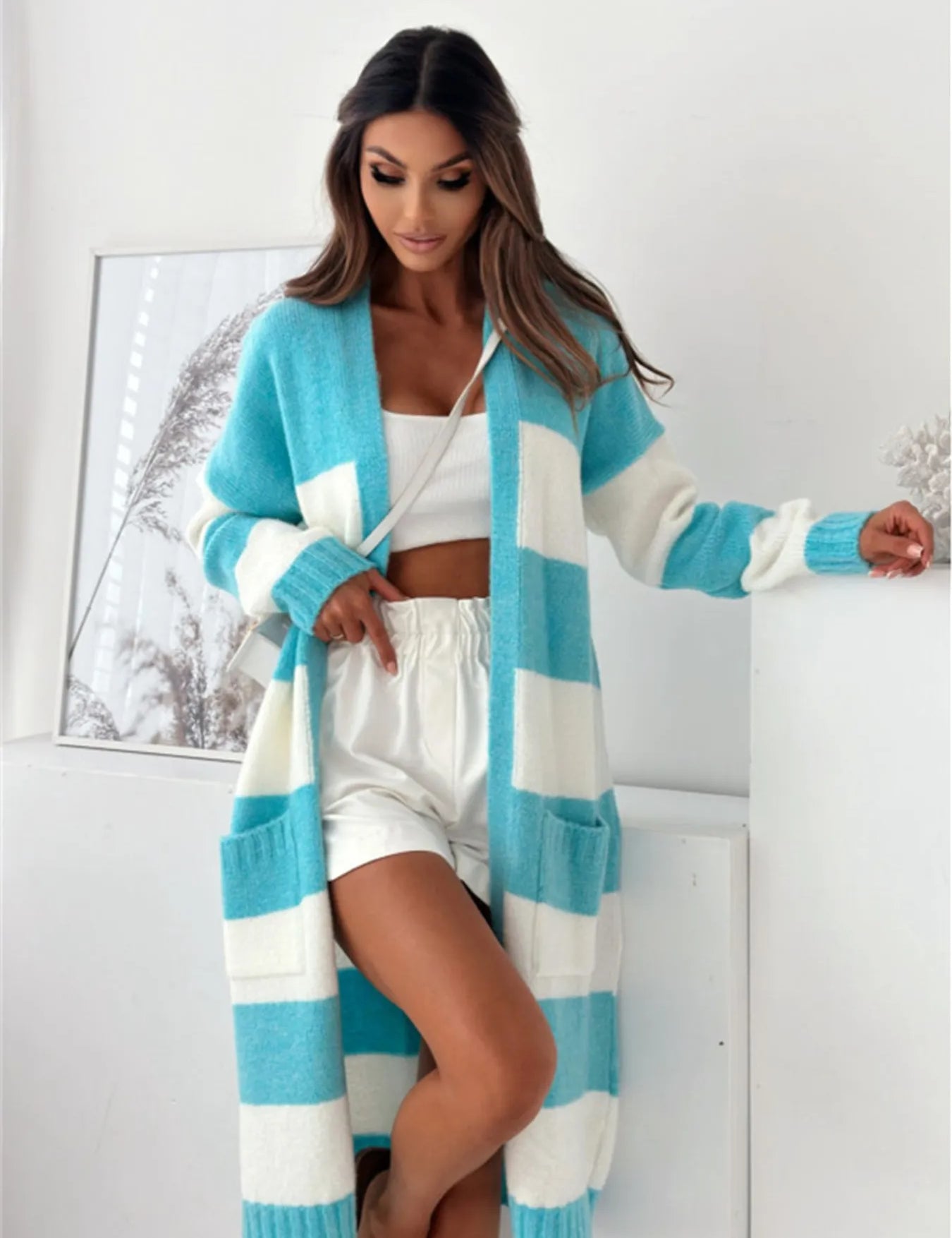 Color Block Open Front Cardigan | Cardigans Daverri Fashions