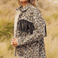 Leopard Fringe Detail Collared Neck Denim Jacket - DAVERRI FASHIONS