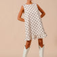 SO ME Texture Bow Printed Mini Ruffle Dress