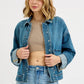 RISEN Oversized Cargo Pocket Denim Jacket with Cuffed Sleeves Denim Jackets