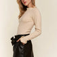 And The Why Half Button Round Neck Long Sleeve Bodysuit - DAVERRI FASHIONS