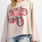 Plaid Flower Patched Round Neck T-Shirt - DAVERRI FASHIONS