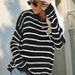 Striped Round Neck Drop Shoulder Sweater - DAVERRI FASHIONS