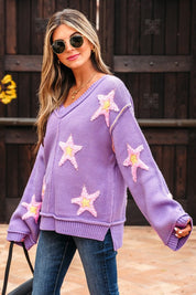 Aubrey Brushed Star Oversize Sweater | Daverri Fashions