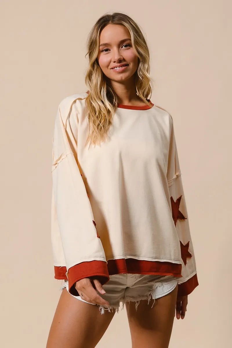 BiBi French Terry Top With Patch Detail Sweatshirt Sweatshirts