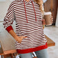 Lovelet Drawstring Striped Long Sleeve Hoodie - DAVERRI FASHIONS