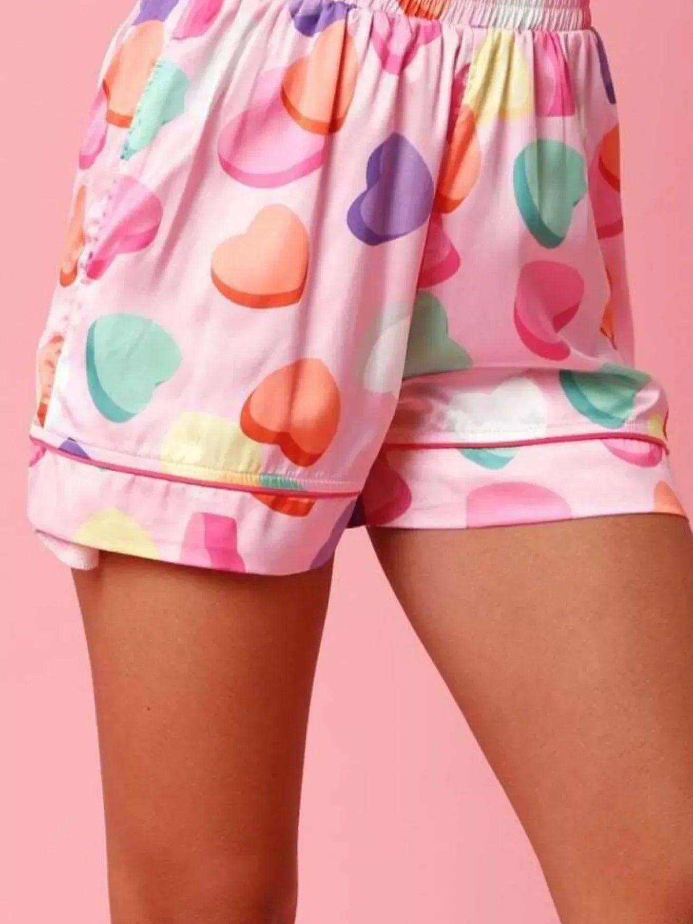 Button Up Half Sleeve Shirt and Shorts Lounge Set - DAVERRI FASHIONS