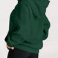 Dark green oversized kangaroo pocket long sleeve hoodie in plush fabric