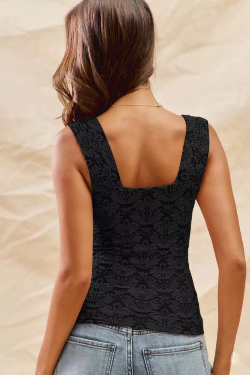 SO ME Floral Jacquard Seamless Tank Top | Tank Tops Daverri Fashions