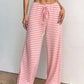Striped Wide Leg Drawstring Pants - DAVERRI FASHIONS