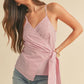 Aemi + Co Side Knotted Surplice Striped Cami Cami Tops