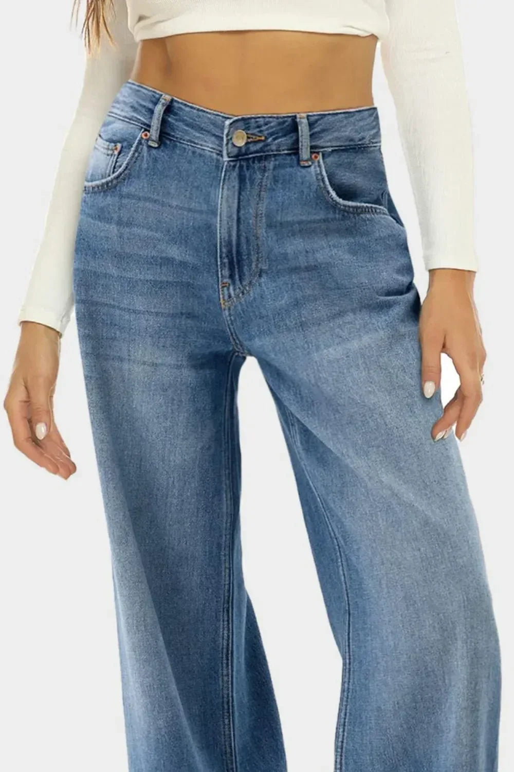 High Waist Wide Leg Jeans - DAVERRI FASHIONS