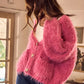SO ME Soft Touch Hairy Loose Fit Cozy Sweater Cardigan - DAVERRI FASHIONS