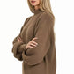 Zenana Brown Balloon Sleeve Mock Neck Sweater - DAVERRI FASHIONS