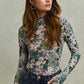 SO ME Floral Print Mesh Knit Long Sleeves Top - DAVERRI FASHIONS