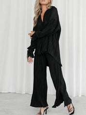 Button Up Long Sleeve Top and Pants Set | Outfit Sets Daverri Fashions