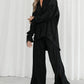 Button Up Long Sleeve Top and Pants Set - DAVERRI FASHIONS
