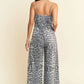 Davi & Dani Leopard Spaghetti Straps Wide Leg Jumpsuit Jumpsuits