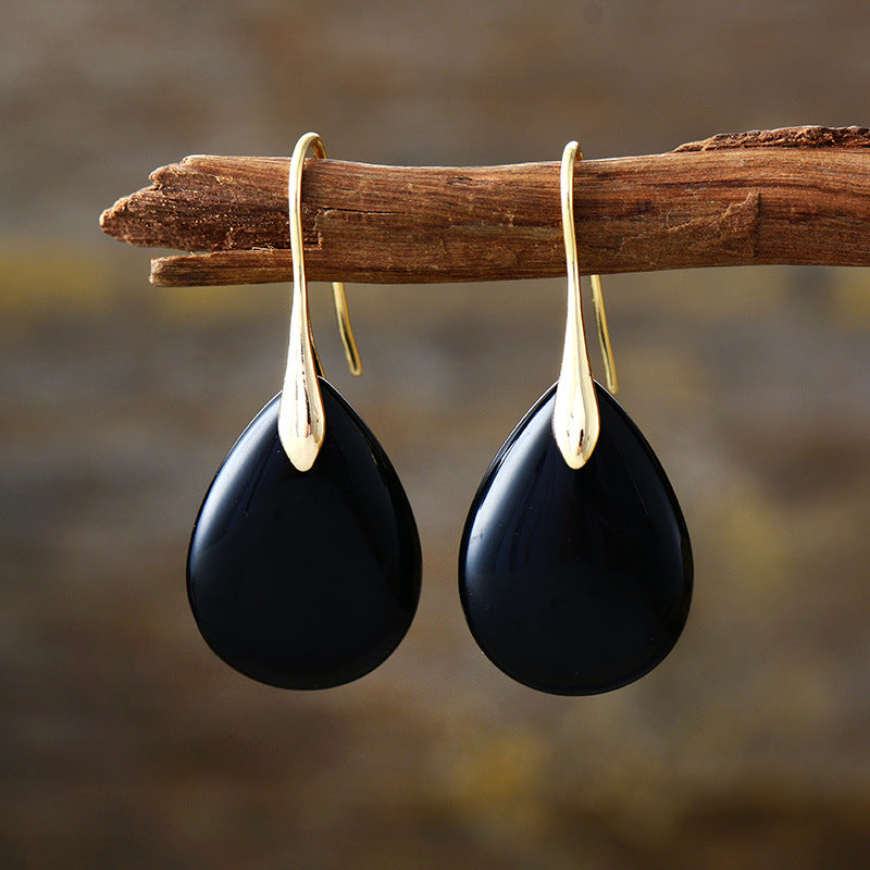 Black One Size Crystal Dangle Earrings | Earrings Daverri Fashions