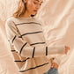 SO ME Stripe Crew Neck Basic Essential Sweater - DAVERRI FASHIONS