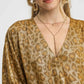 Umgee Metallic Leopard Print V-Neck Kimono Dress