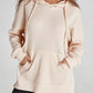 Daverri Fashions oversized drawstring side slit hoodie in soft beige ribbed fabric