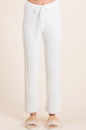 BiBi Cable-Knit High Waist Sweater Pants Ivory