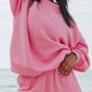 Pastel pink oversized relaxed fit round neck sweatshirt with loose sleeves