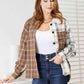 Double Take Plaid Contrast Button Up Shirt Jacket Shackets