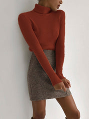 Caramel Color Free Size Women's Knit Turtleneck Pullover | Sweaters Daverri Fashions