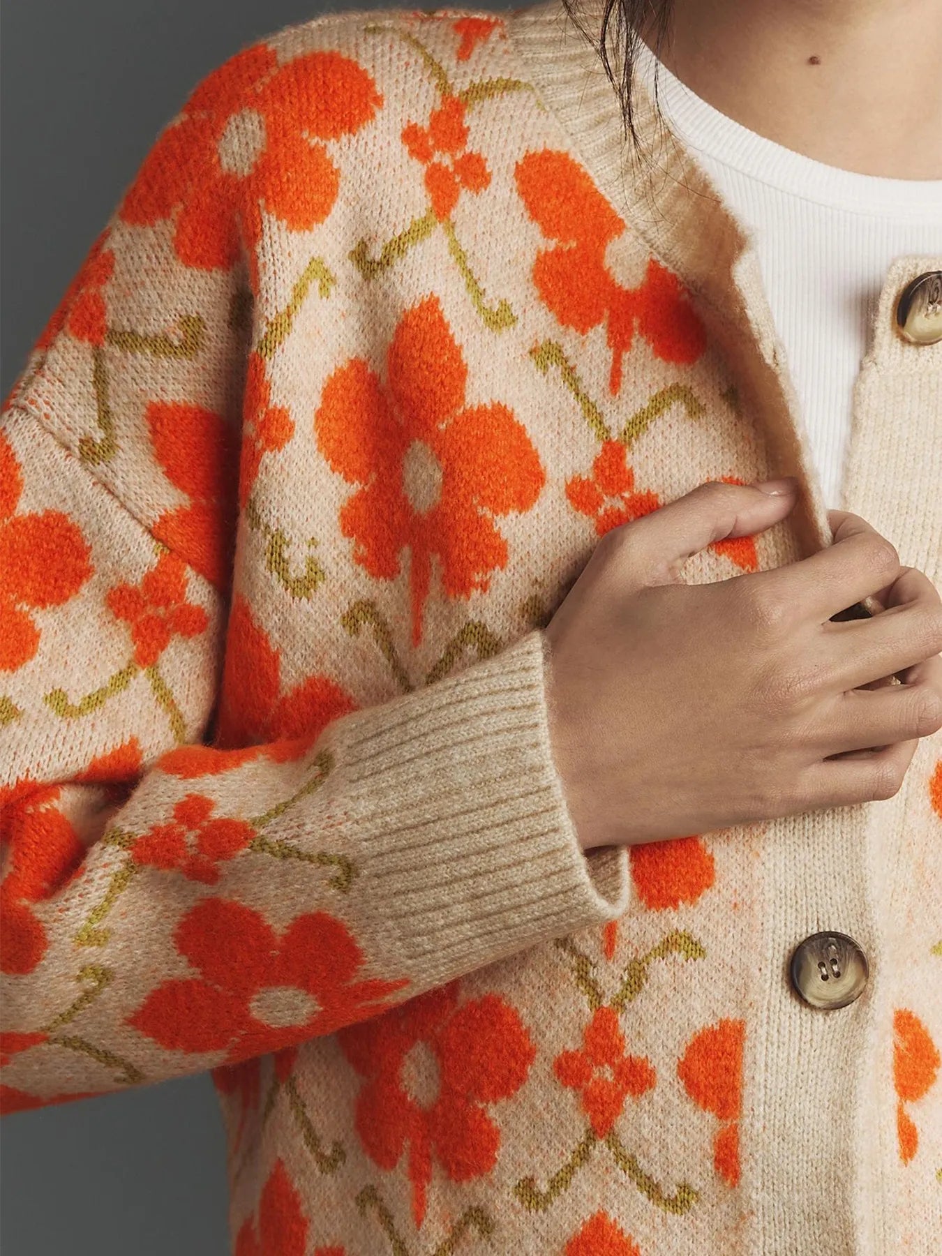 Flower Button Up Long Sleeve Cardigan | Cardigans Daverri Fashions