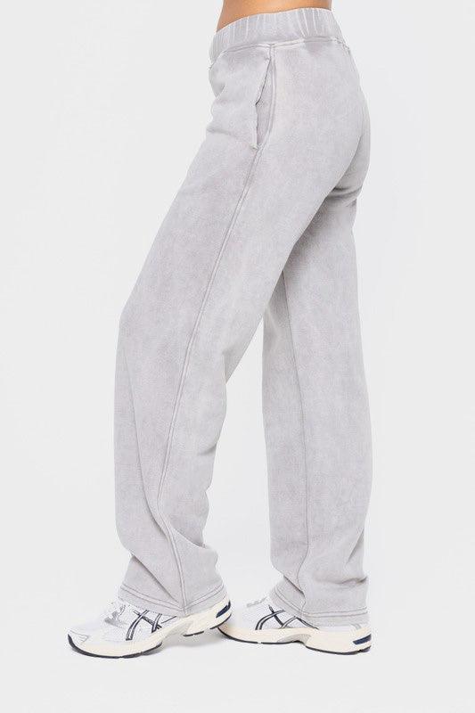 Mono B Elastic Waist Fleece Pants with Pockets Pants
