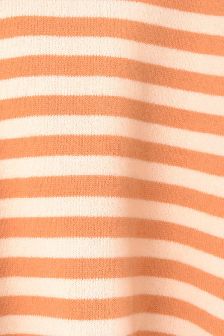 Angel Wings Warm Spice Striped Round Neck Sweater | Sweaters Daverri Fashions