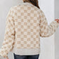 Checker Sherpa Corduroy Patchwork Zip Up Jacket - DAVERRI FASHIONS